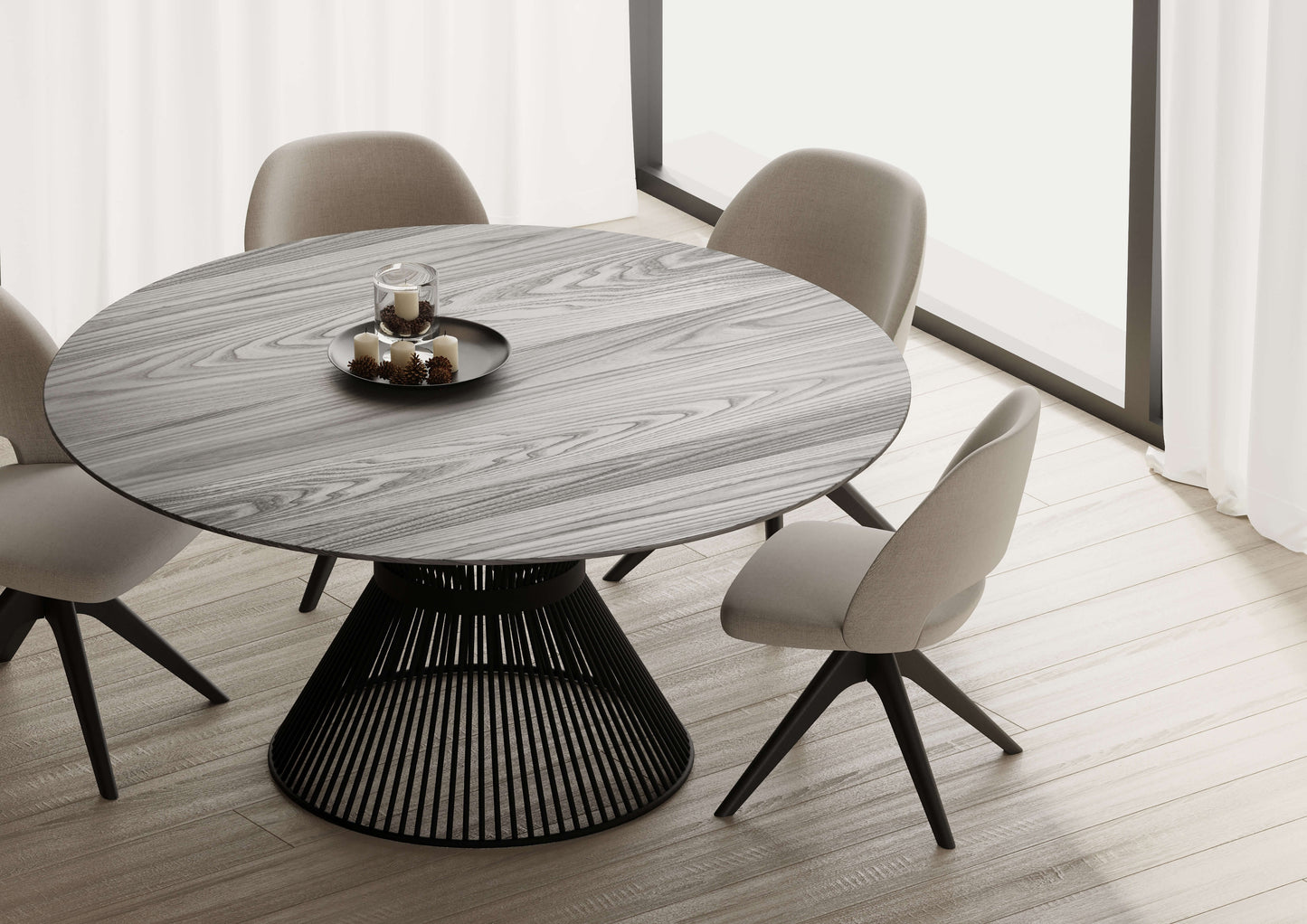 Aubytes Oak Circular Dining Table